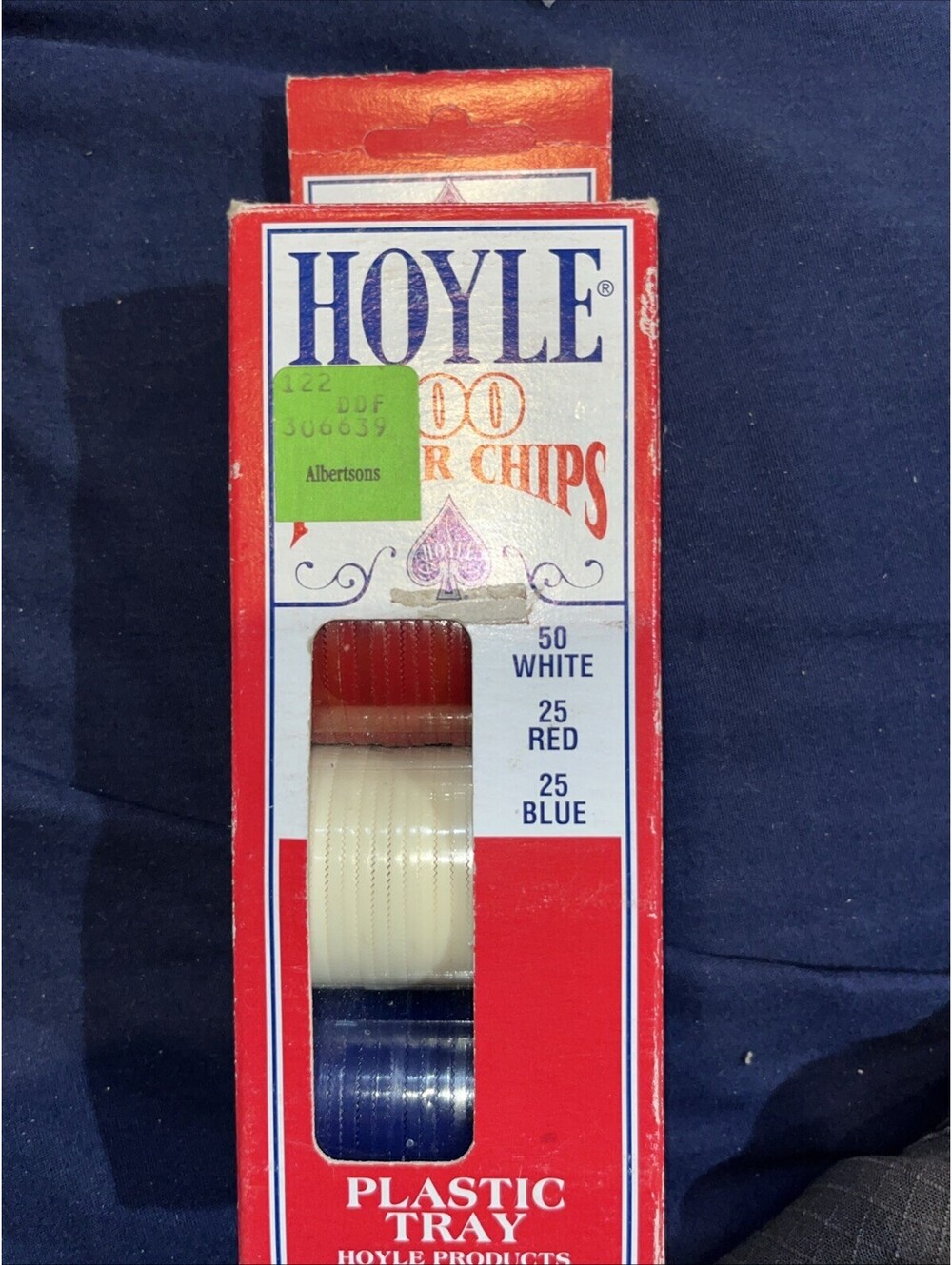 Hoyle 100 Poker Chips with Plastic Tray - Vintage 1992 Set New Old Stock NOS